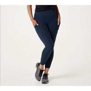 zuda Petite Z-Move Cargo Pocket Leggings Dark Navy Petite 4X